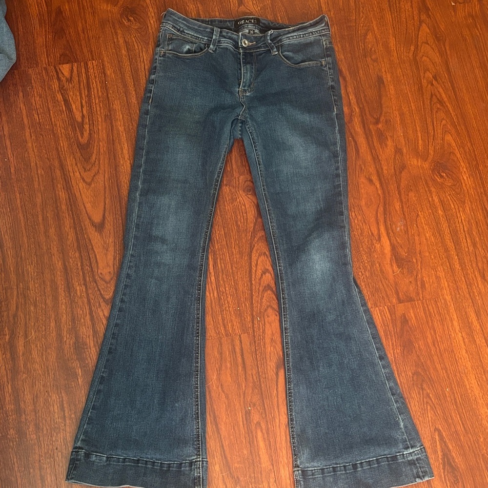 Grace in LA Dark Blue Flare Jeans